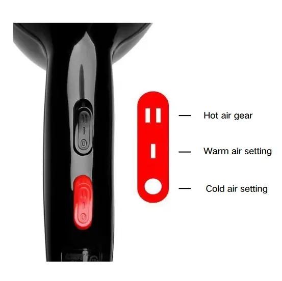 Hot and cold air function of hair dryer