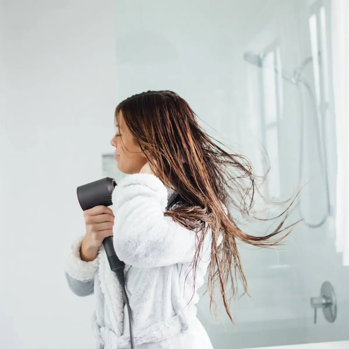 using hair dryer